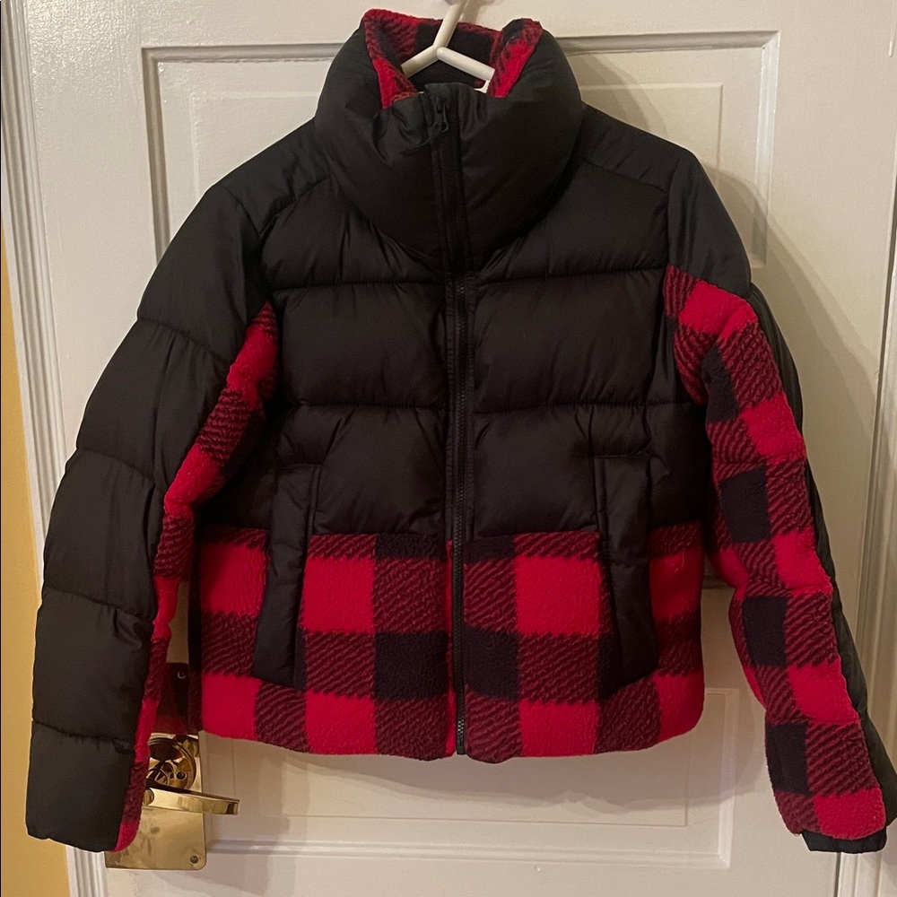Columbia Red Plaid Puffer Jacket